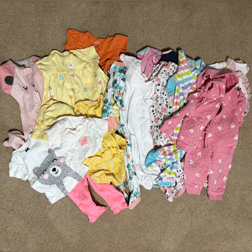 9m Baby Girl Clothing Lot - Pink, Yellow, White, Multicolor